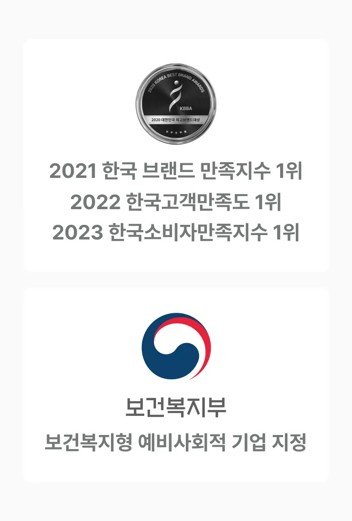 케어링 가족요양 한국 브랜드 만족지수·고객만족도·소비자만족지수 1위 및 보건복지부 예비사회적 기업 인증