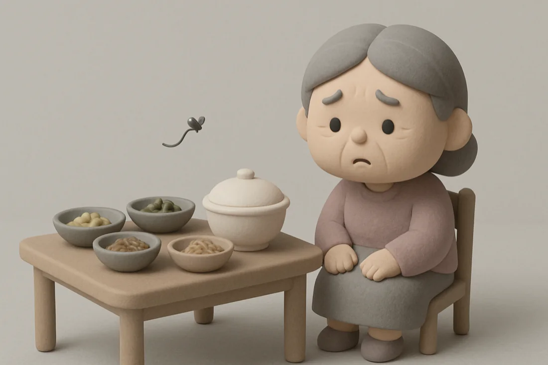상한 반찬이 놓인 밥상