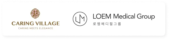 케어링빌리지와 로엠메디컬그룹 의료 연계 협력 로고